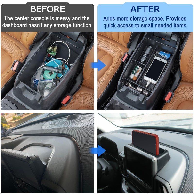 TOPINSTALL مجموعة TOPINSTALL الجديدة المكونة من قطعتين متوافقة مع ملحقات Ford Bronco الرياضية 2021-2024، ومنظم وحدة التحكم في مسند الذراع، وحامل الهاتف (ليس للهروب وبرونكو ولوحة القيادة 2025) - Image 3